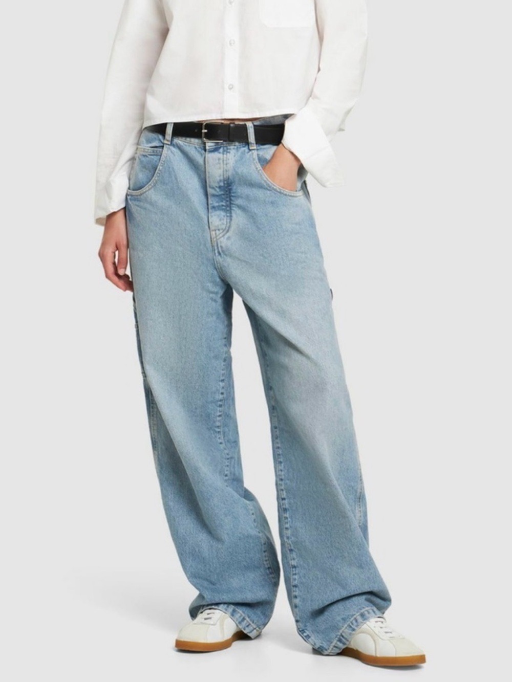 Marc Jacobs The Oversized Carpenter Wide Leg Jeans in Blue 100% Cotton
